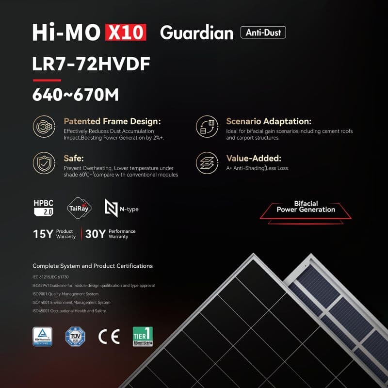 LONGi Hi-MO X10 Guardian LR7-72HVDF photovoltaic module
